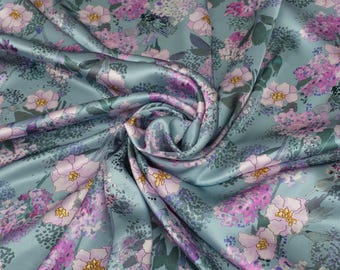 Tessuto di raso di seta italiano 100% tessuto di design, seta di gelso di qualità superiore, per abbigliamento e artigianato, larghezza 55".