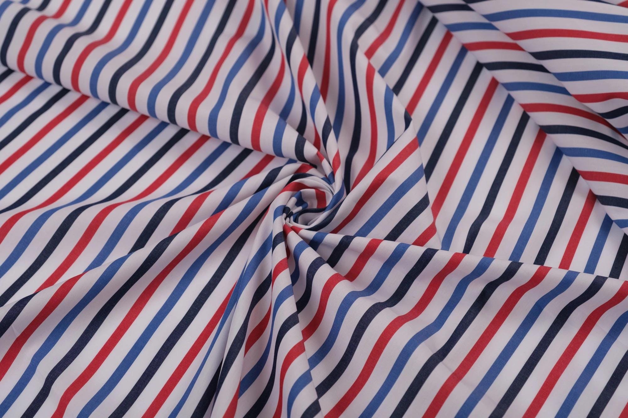 Italian Striped Cotton Fabric -  Fashion Fabric Cotton Colorful Striped Print - High Quality Cotton Poplin For Clothing & Craft