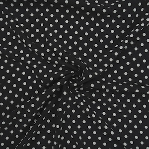 Italian Silk Crepe de Chine – Black & White Polka Dot | Lightweight Drapey Fabric