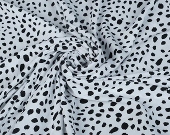 Tissu par cour VISCOSE Black Dots Tissu à coudre italien Tissu italien de haute qualité pour vêtements et artisanat