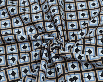 Designer Cotton Geometric Print Fabric / Italy Fashion Fabric by the Yard / Cotton with Stretch Fabric / High Quality Italian Fabric