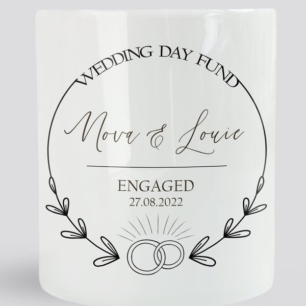 Personalised Wedding Fund Money Box | Engagement Present | New Fiancé or Bride To Be Present, Newly Engaged Congratulations, Gift for Couple