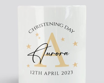 Personalised Christening Day Money Box - Custom Initial Letter, Baptism Gift