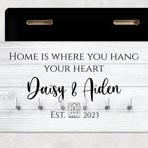 Personalised Family Key Holder, Home Is Where You Hang Your Heart, Present for Couple, Housewarming Gift, New Home Present, Anniversary Gift