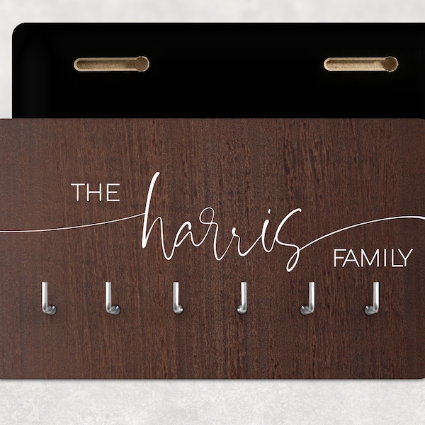 Personalised Family Key Holder for Wall - Housewarming Gift, Our First Home Present, Christmas Gift for Grandparents