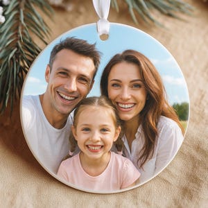 Custom Photo Christmas Ornament – Personalized Ceramic Bauble