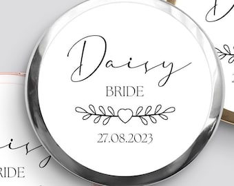 Personalised Rose Gold Compact Mirror | Bridal Makeup Accessory | Bridesmaid Present | Wedding Hen Party Gifts | Be My Bridesmaid Keepsake