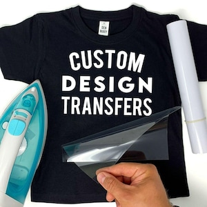 Custom Text Iron-On Transfer, Single or Multi Line Wording, DIY T Shirt HTV Vinyl