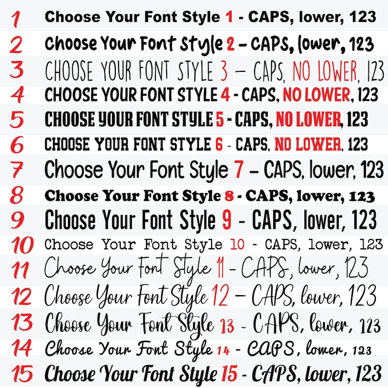 a list of font styles for font styles