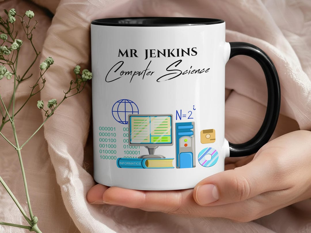 Computer Science Teacher Mug: Custom Name and Classic Tech Icons - IT ...