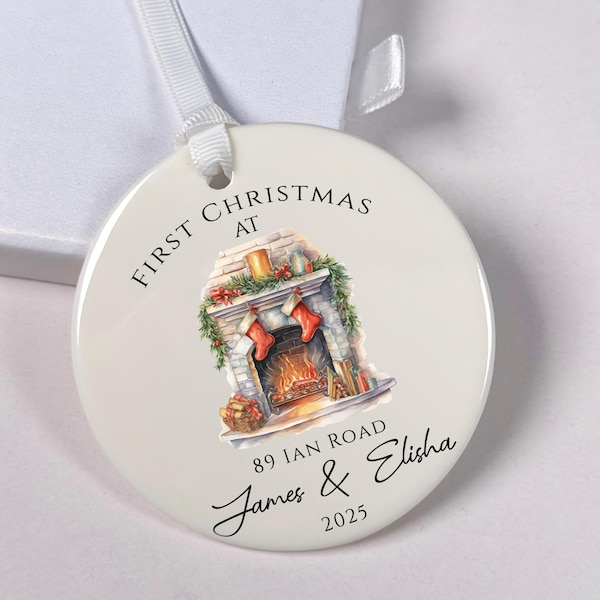 New Home Ceramic Ornament: Custom Stockings, Year & Name