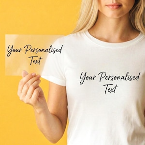 Custom Text Iron-On Transfer, Single or Multi Line Wording, DIY T Shirt HTV Vinyl image 2