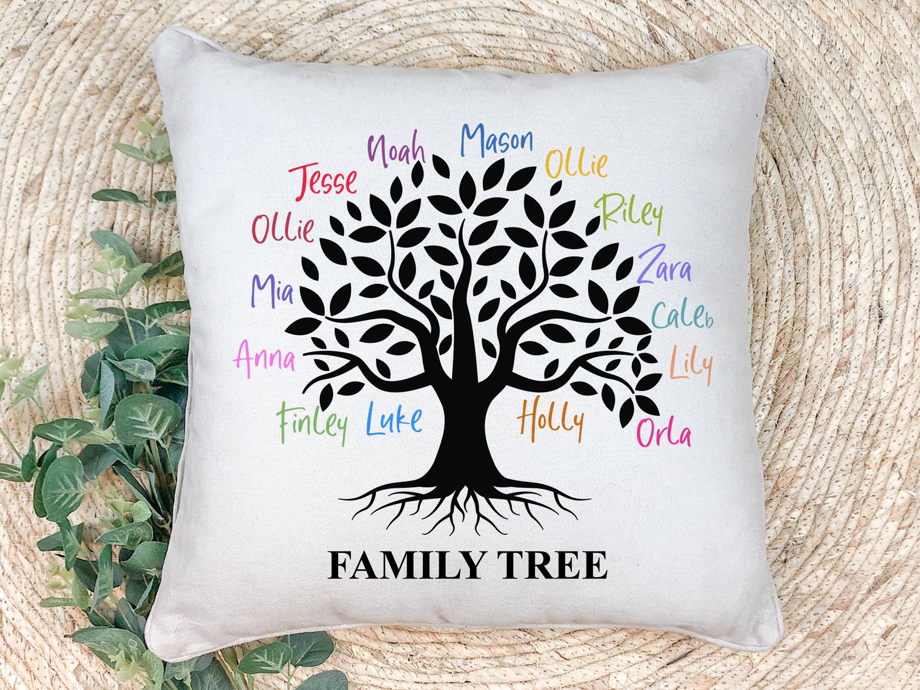 Personalised family tree clearance cushion