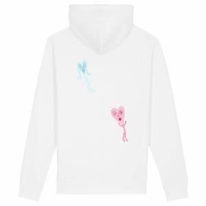 Side Pocket Hoodie white organic cotton recycled polyester aqua red duo graphic | love runners classic