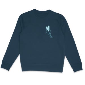 Lightweight Crew Neck Sweatshirt navy organic cotton recycled polyester aqua graphic on dark blue | love runners classic
