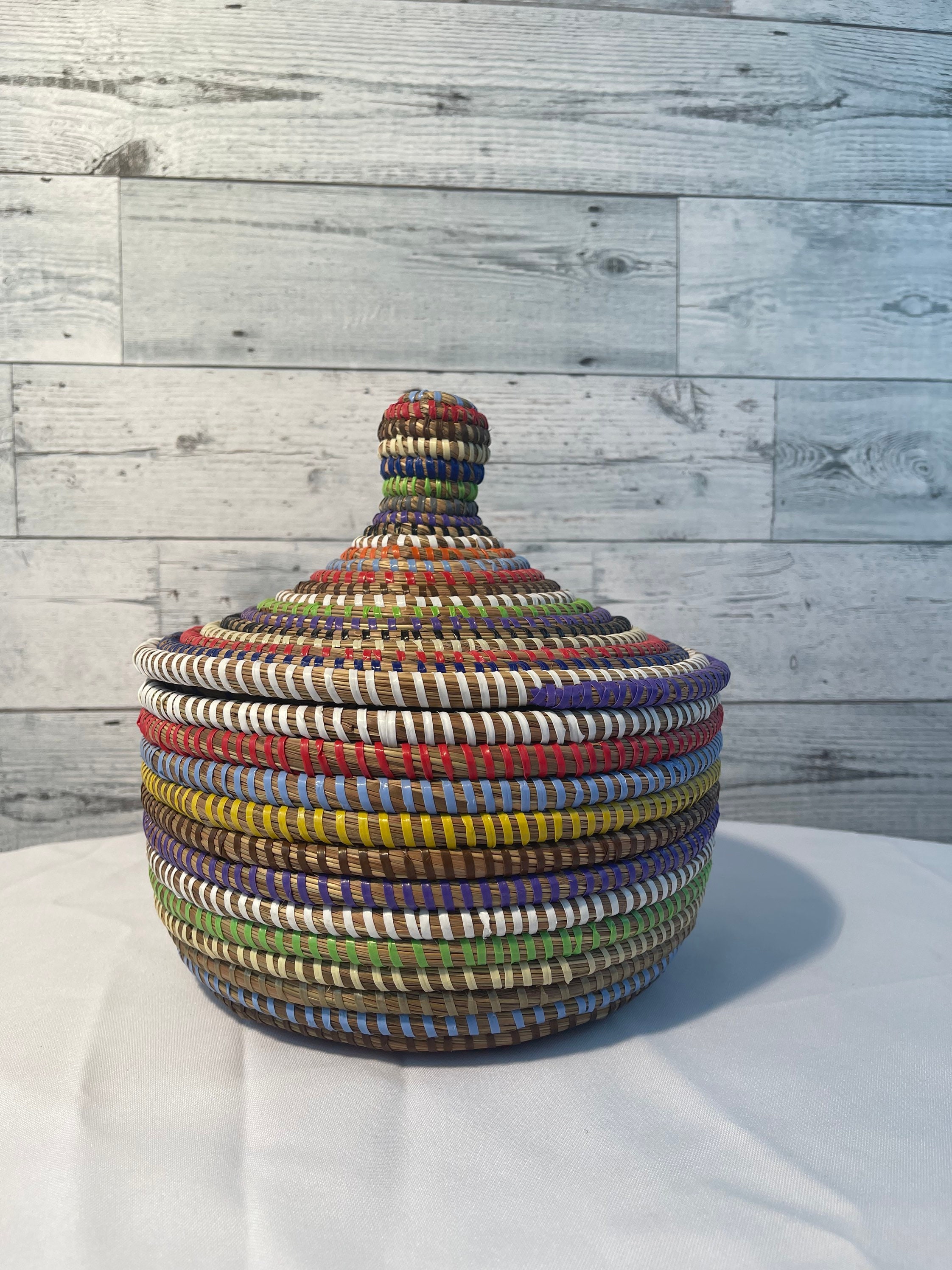 Senegalese basket lidded medium size basket storage basket Etsy