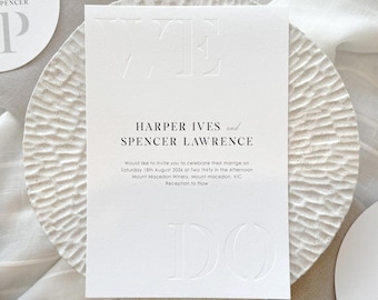Invitaciones de boda de Modern Impressions, prensadas