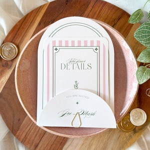 Garden Grace Wedding Invitation Suite with Half Moon Guest Name Tag - Perfect for Elegant Outdoor Weddings