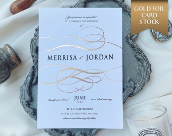 Invitaciones de boda elegantes con ondas: diseño de lujo preimpreso