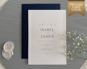 Invitaciones de boda con líneas simples y tipografía a dos colores: diseño minimalista personalizado