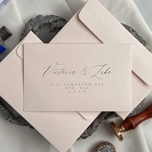 Blush RSVP Envelope + Handwriting Style Senders Address PRINTING - 90x145mm