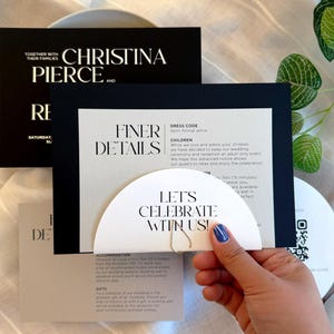 Suite di inviti per matrimonio Silver Mist - Etichetta RSVP Half Moon