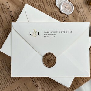 Ivory Banker Envelope + Flower Monogram Style PRINTING (Sender & Guest address) - 187x130mm