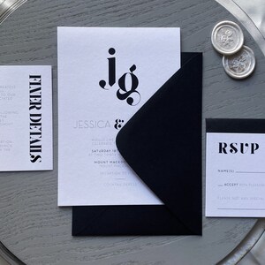 Inviti di nozze monogramma semplice - Stampa a colori su cartoncino avorio
