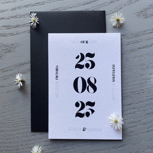 Simple Big Date - stampa a colori su cartoncino avorio - Save the Date