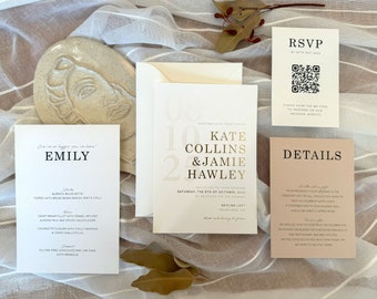 Invitaciones para el gran día: estampado en 2 colores, diseño de lujo personalizado