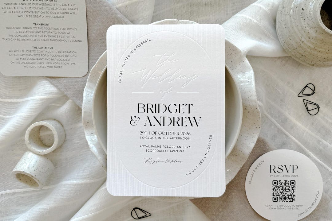 Pre-pressed Clean Slate Rounded Corner Wedding Invitations - Perfect ...