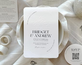 Invitaciones de boda con esquinas redondeadas y diseño limpio, preimpresas: perfectas para una elegancia atemporal