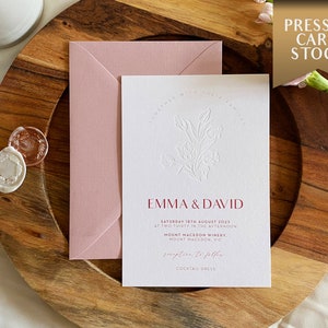 Invitaciones de boda preimpresas con diseño "Flores": diseño minimalista y romántico