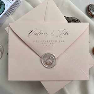 Blush Banker Busta + STAMPA stile scrittura a mano (mittente e indirizzo ospite) - 187x130mm