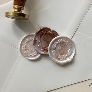 Gold und Weiß MarmorFarbe Wachssiegel &quot;Grüner Kranz&quot;