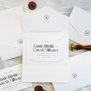 Modern Minimal Slot Fold Pocket Wedding Invitation