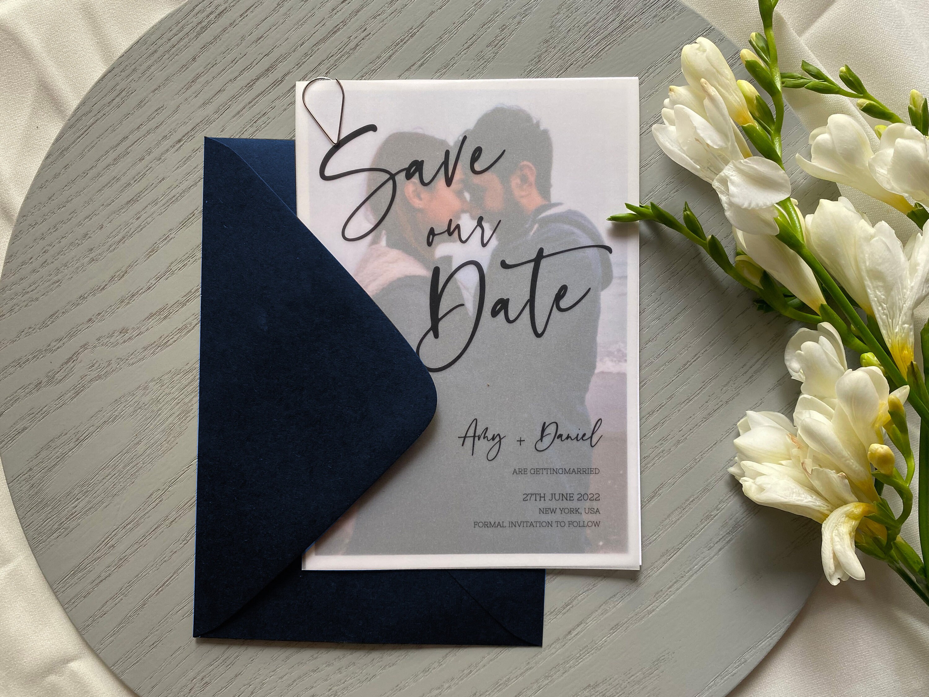 Save the Date, Save the Date Cards with Envelopes, Gold Foiled Save the  Dates for Weddings, Vellum Save the Dates Cards for weddings, Rose