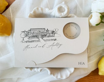 Invitaciones de boda con diseño de bocetos de amor: invitaciones de diseño de lugares personalizados