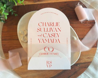 Colección de invitaciones de boda Radiant Essence: RSVP, banda de papel vitela incluida
