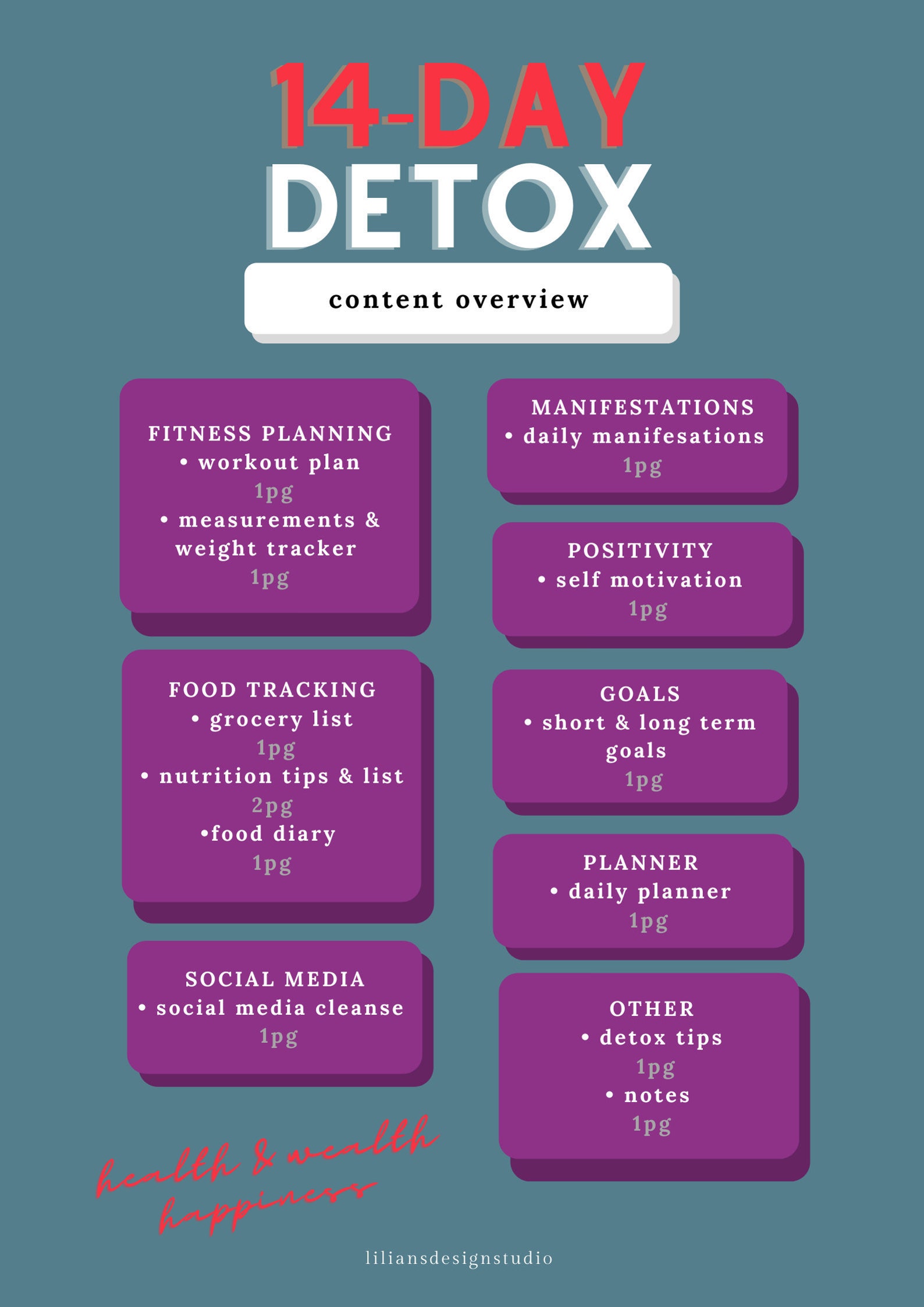 The Ultimate 14Day Detox Program Productivity Planner Etsy