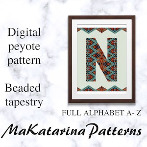 Tapeçaria de monograma com miçangas DIGITAL, inicial personalizada, letras decorativas, padrão de arte com miçangas