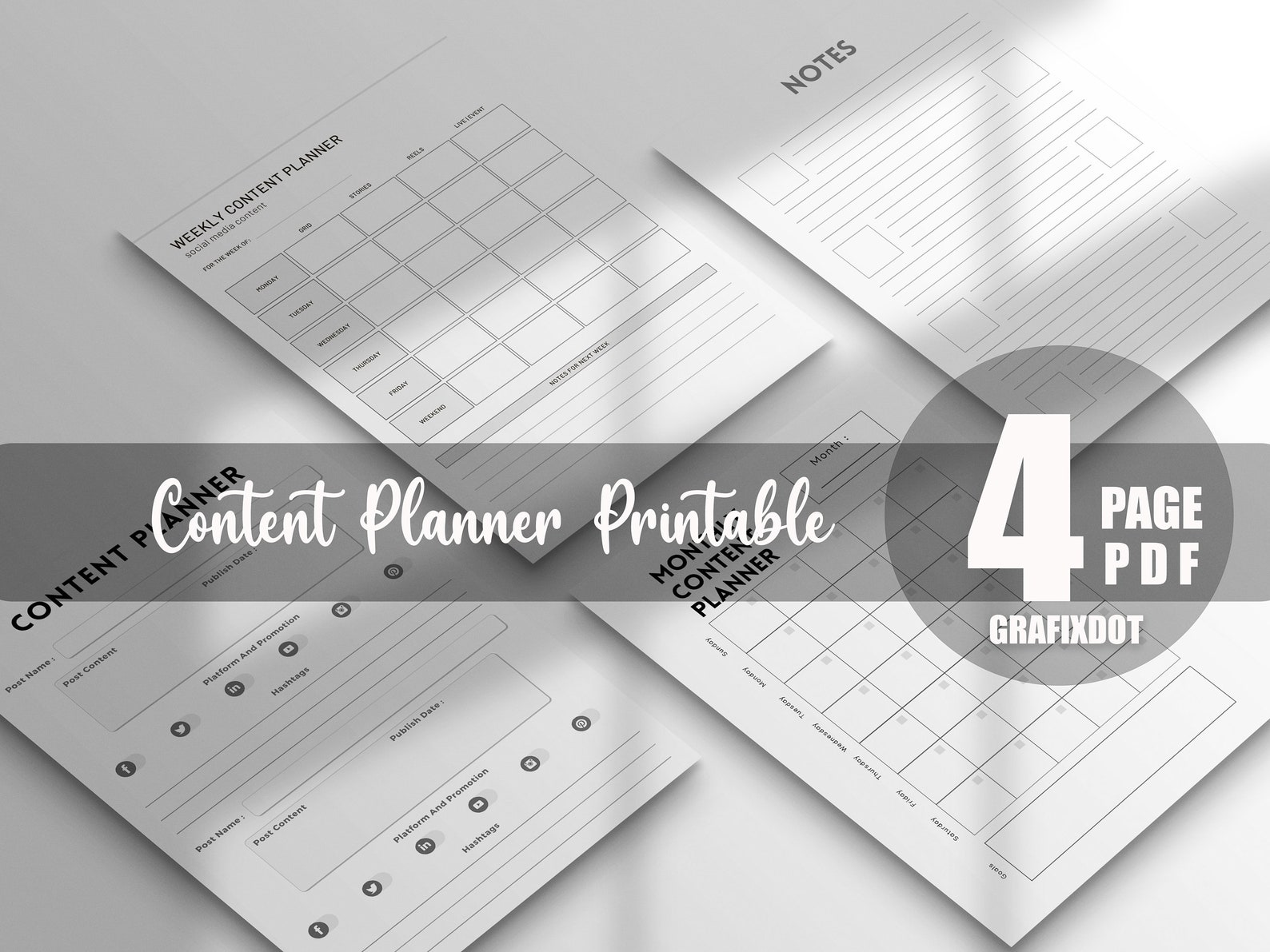 Content Planner Printable Content Calendar Pdf Content Ideas Instagram