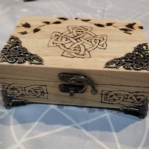 Wood spell/curio box - Celtic cross