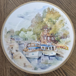 Vintage 1970 4 Seasons Summer on the Thames Collectible Plate Stoke on Trent England RARE