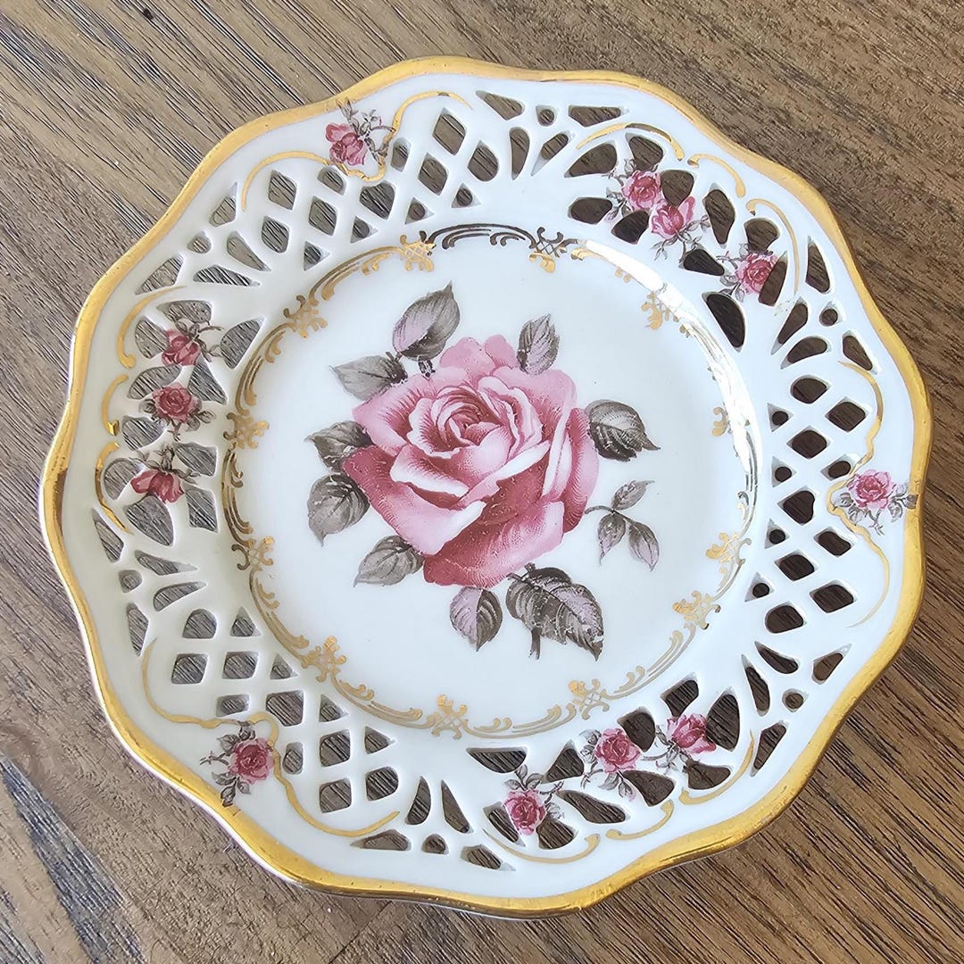 Vintage Schumann Arzberg German Plate Pink Rose Floral Collectible ...