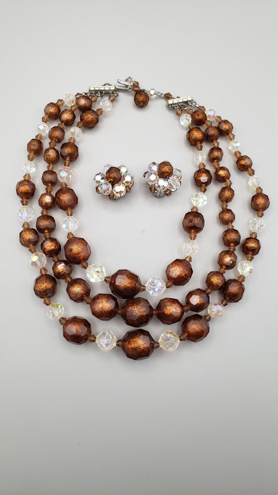 Vintage Multistrand necklace and earrings. - image 2