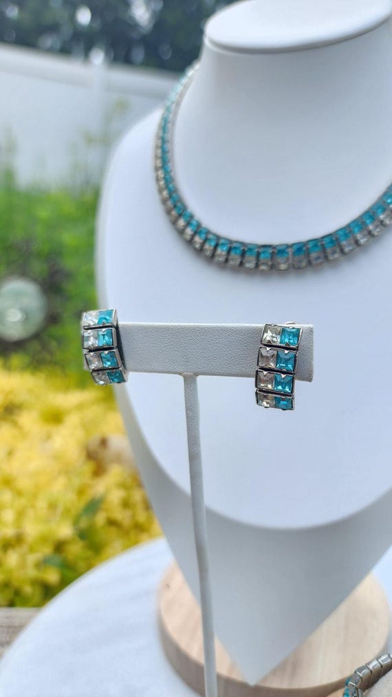 Green Art Deco Channel Set Necklace And Bracelet … - image 3