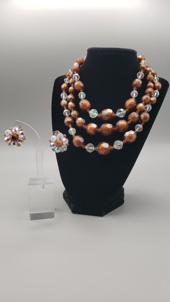 Vintage Multistrand necklace and earrings. - image 1