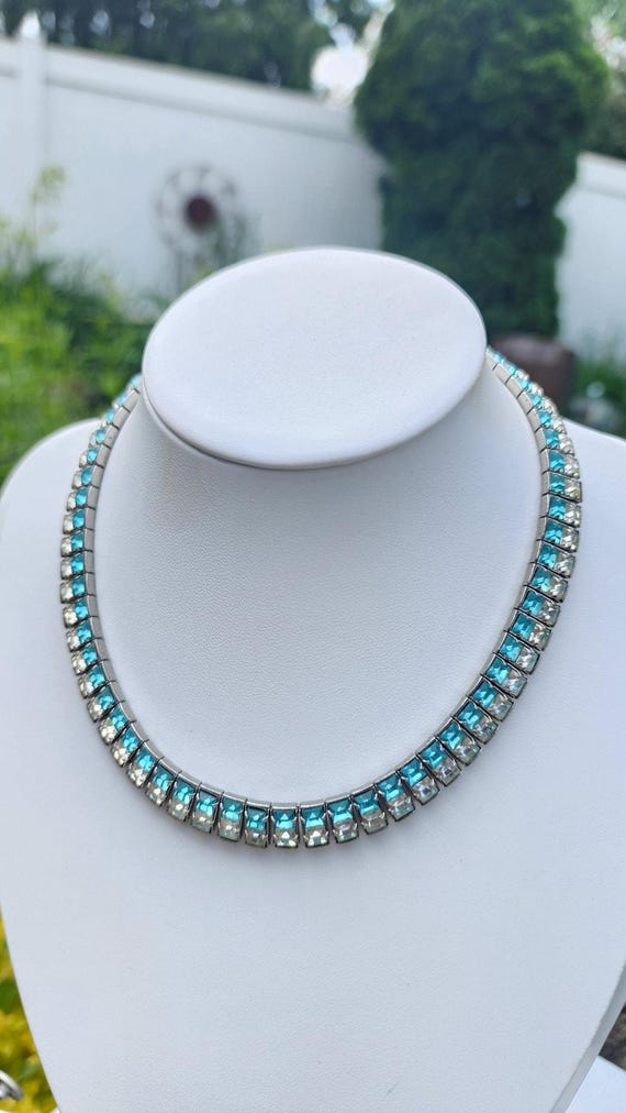 Green Art Deco Channel Set Necklace And Bracelet … - image 7