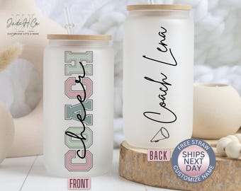Cheer Cup Cheerleader Coach Gift Cheer Coach Glass Tumbler Cheer Coach Iced Coffee Cup Cheer Coach Gifts Cheerleader Cheer Competition Gifts